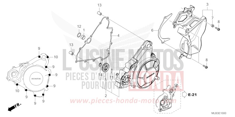 COUVERCLE DE GENERATRICE/PANNEAU ARRIERE GAUCHE de Hornet 750 GRAPHITE BLACK (NHB01) de 2023